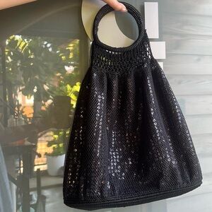 Elegant Black Sequin Crochet Tote Bag